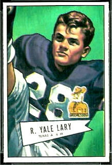 Yale Lary 1952 Bowman Small football card