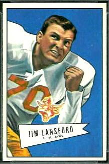 Jim Lansford 1952 Bowman Small football card