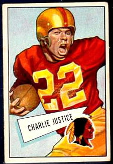 Charlie Justice 1952 Bowman Small football card