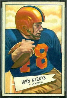 John Karras 1952 Bowman Small football card