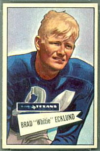 Brad Ecklund 1952 Bowman Small football card