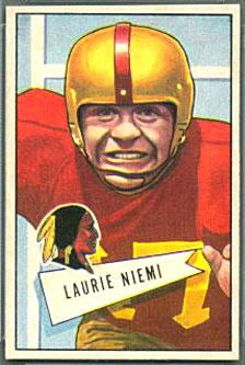 Laurie Niemi 1952 Bowman Small football card