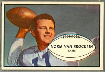 Norm Van Brocklin 1953 Bowman football card