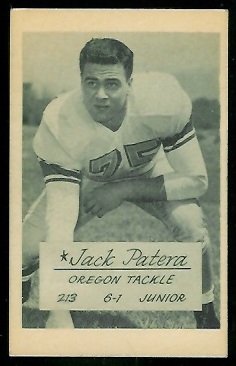 Jack Patera 1953 Oregon football card Jack Patera 1953 Oregon football card