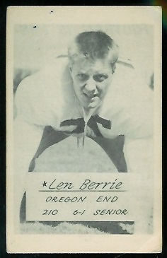 Len Berrie 1953 Oregon football card