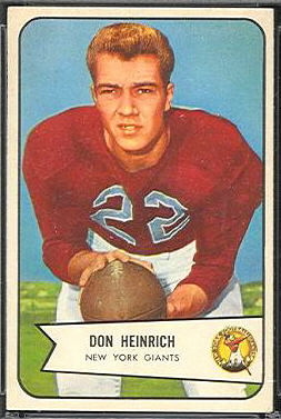 Don Heinrich 1954 Bowman football card