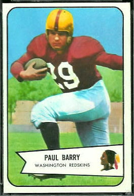 Paul Barry 1954 Bowman football card