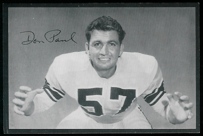 Don Paul 1954 Rams Team Issue football card