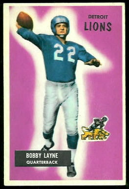 Bobby Layne 1955 Bowman football card