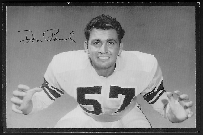 Don Paul 1955 Rams Team Issue football card