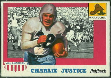 Charlie Justice 1955 Topps All-American football card