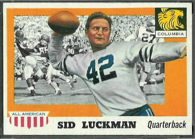 Sid Luckman 1955 Topps All-American football card