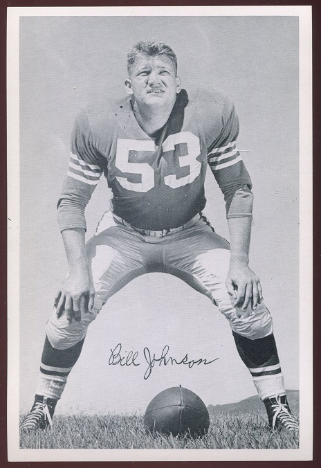 Bill Johnson 1956 49ers Team Issue football card