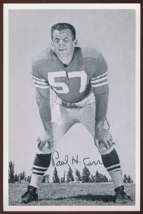 Paul Carr 1956 49ers Team Issue football card