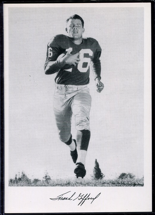 Frank Gifford 1956 Giants Team Issue football card