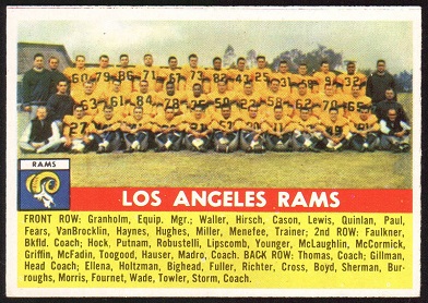 Los Angeles Rams Team 1956 Topps football card