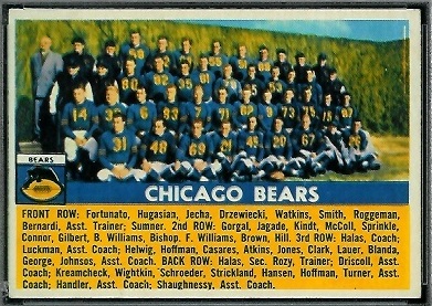 Chicago Bears Team 1956 Topps football card