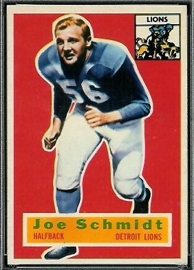 Joe Schmidt 1956 Topps football card Joe Schmidt 1956 Topps football card