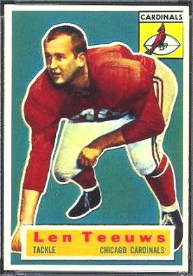 Len Teeuws 1956 Topps football card