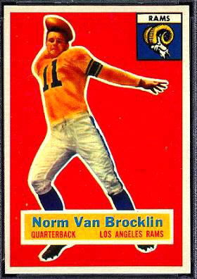 Norm Van Brocklin 1956 Topps football card Norm Van Brocklin 1956 Topps football card