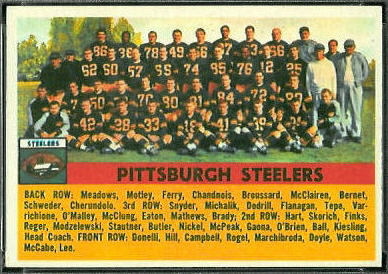 Pittsburgh Steelers Team 1956 Topps football card Pittsburgh Steelers Team 1956 Topps football card