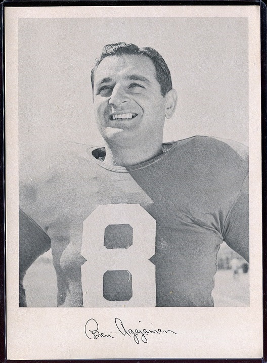 Ben Agajanian 1957 Giants Team Issue football card Ben Agajanian 1957 Giants Team Issue football card