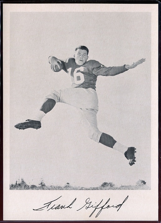 Frank Gifford 1957 Giants Team Issue football card