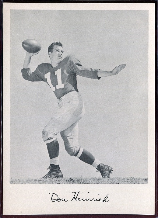 Don Heinrich 1957 Giants Team Issue football card