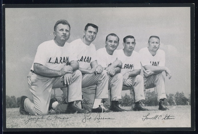 Rams Coaches 1957 Rams Team Issue football card
