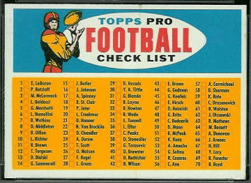 Checklist 1957 Topps football card