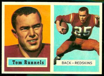 Tom Runnels 1957 Topps football card Tom Runnels 1957 Topps football card