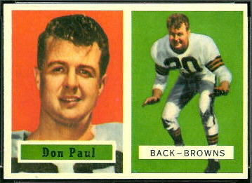 Don Paul 1957 Topps football card