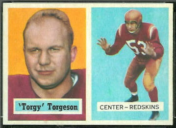 Torgy Torgeson 1957 Topps football card Torgy Torgeson 1957 Topps football card
