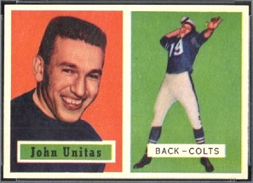 John Unitas 1957 Topps football card