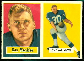 Ken MacAfee 1957 Topps football card