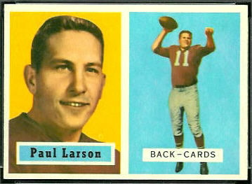 Paul Larson 1957 Topps football card