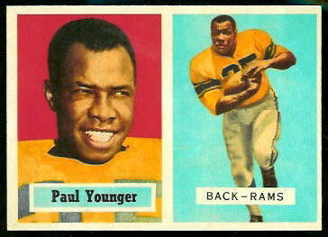 Tank Younger 1957 Topps football card Tank Younger 1957 Topps football card