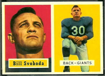 Bill Svoboda 1957 Topps football card