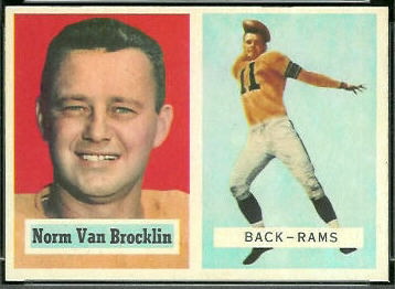 Norm Van Brocklin 1957 Topps football card Norm Van Brocklin 1957 Topps football card