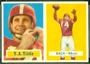 Y.A. Tittle 1957 Topps football card Y.A. Tittle 1957 Topps football card
