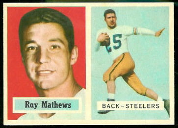 Ray Mathews 1957 Topps football card