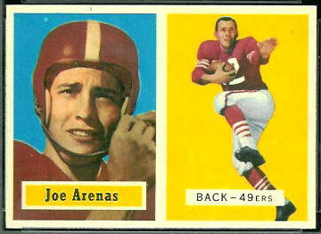 Joe Arenas 1957 Topps football card