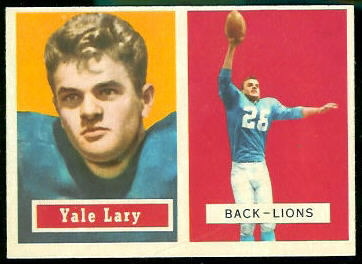 Yale Lary 1957 Topps football card