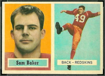 Sam Baker 1957 Topps football card