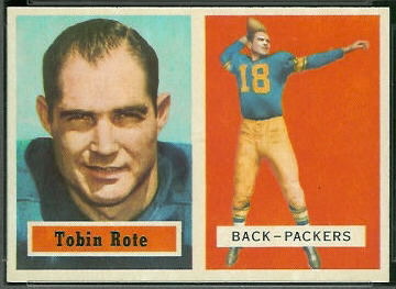 Tobin Rote 1957 Topps football card Tobin Rote 1957 Topps football card