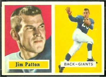 Jim Patton 1957 Topps football card