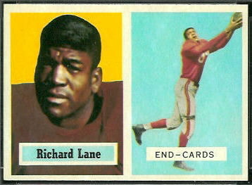 Dick Lane 1957 Topps football card
