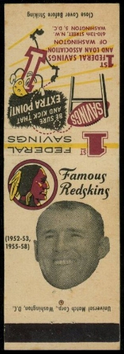Eddie LeBaron 1958-59 Redskins Matchbooks football card