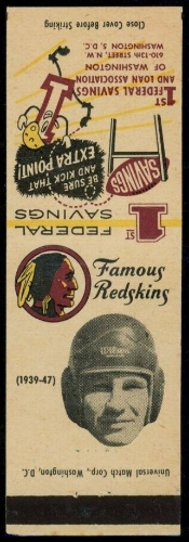 Wilbur Moore 1958-59 Redskins Matchbooks football card Wilbur Moore 1958-59 Redskins Matchbooks football card