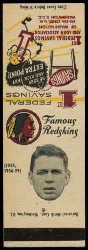 Jim Schrader 1958-59 Redskins Matchbooks football card